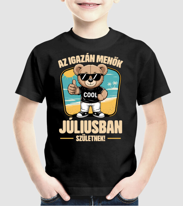 Az igazán menők júliusban születnek! minta fekete pólón