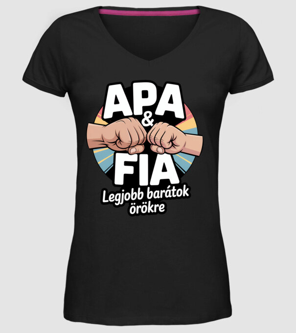Apa és fia minta fekete pólón