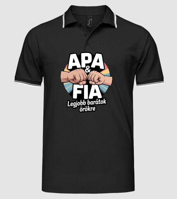 Apa és fia minta fekete pólón