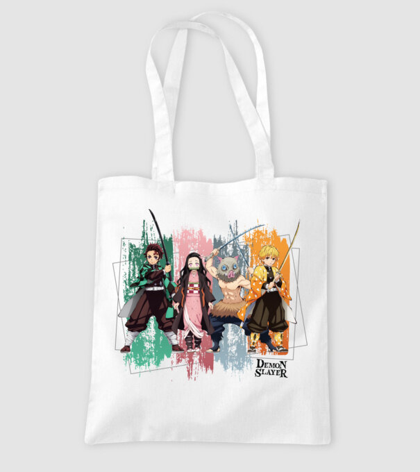 Demon Slayer csoportkép minta fehér pólón