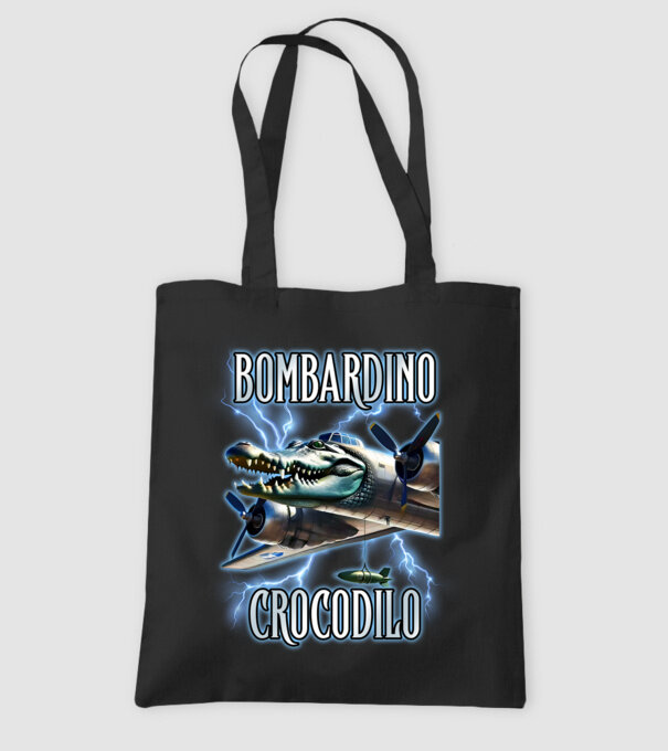 Bombardino Crocodilo minta fekete pólón