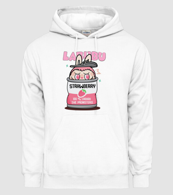 Labubu Strawberry minta fehér pólón