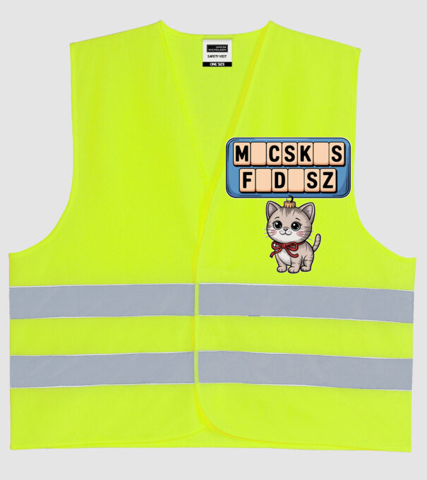 Macskás Fadísz minta neonsárga pólón