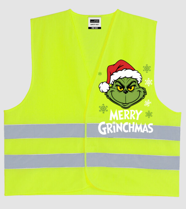 Merry Grinchmas fekete pólóra minta neonsárga pólón