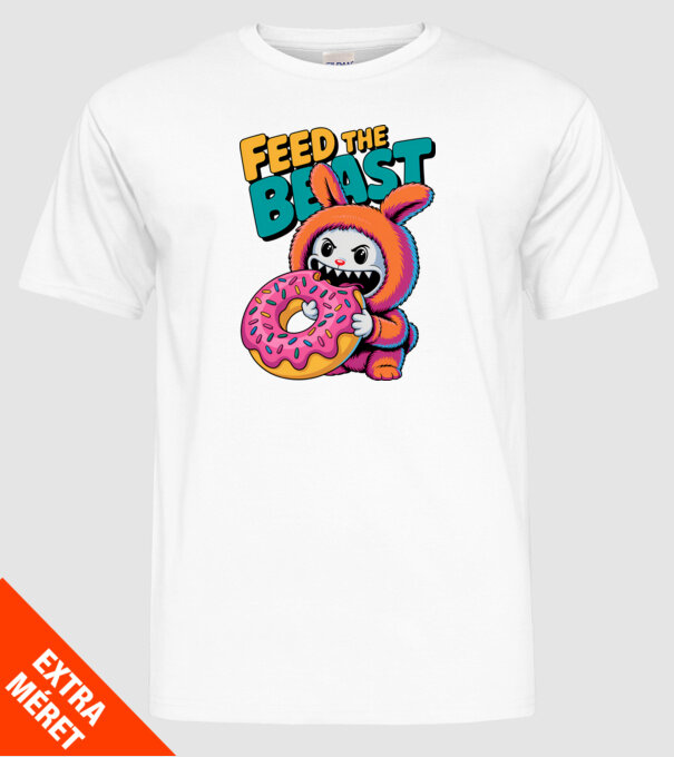 Feed the beast Labubu minta fehér pólón