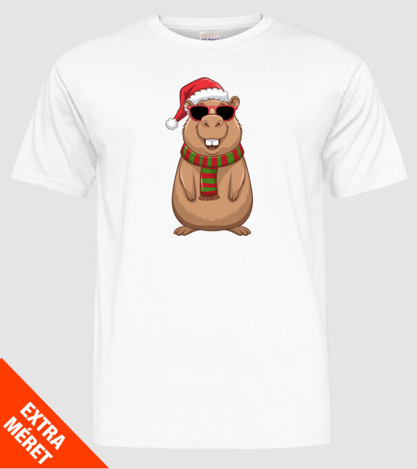 Smiling Capybara Christmas minta fehér pólón