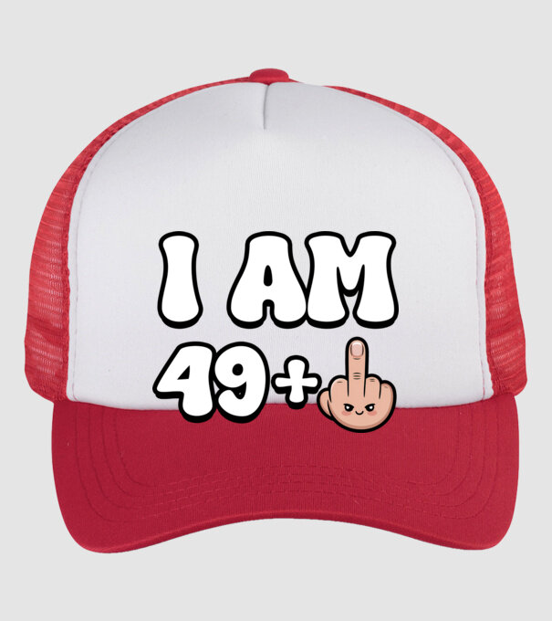 I am 49+1 minta fehér/piros pólón