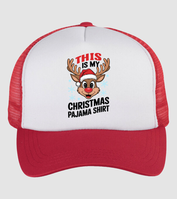 This is my christmas pajama shirt rénszarvas fehér pólóra minta fehér/piros pólón
