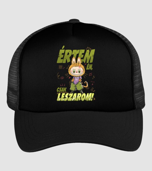 Értem én, csak leszarom Labubu minta fekete pólón
