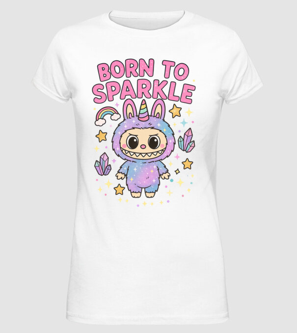 Born to sparkle minta fehér pólón