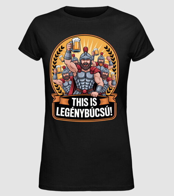 This is Legénybúcsú minta fekete pólón