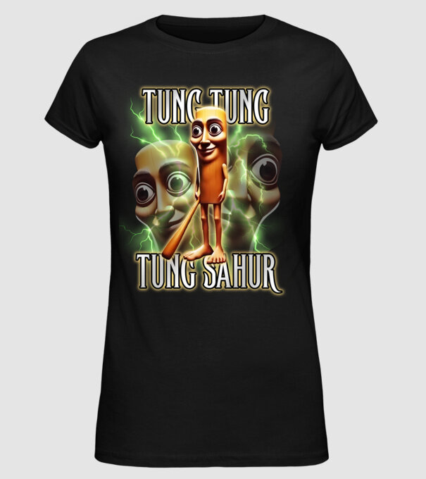Tung Tung Tung Sahur minta fekete pólón