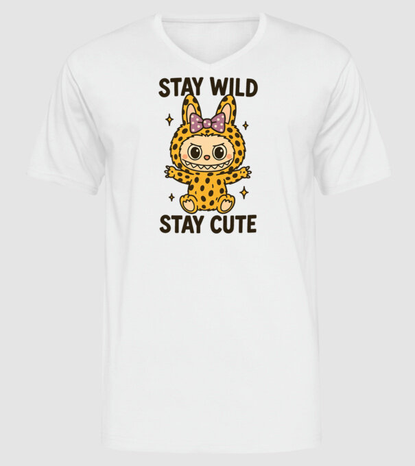 Stay wild, stay cute minta fehér pólón