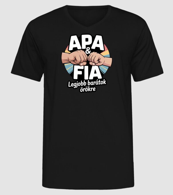 Apa és fia minta fekete pólón