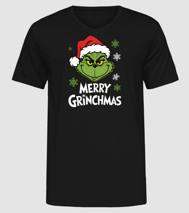 Merry Grinchmas fekete pólóra minta fekete pólón
