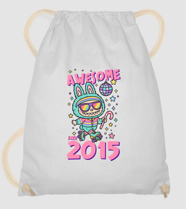 Awesome since 2015 Labubu - 10 éves születésnapra minta fehér pólón