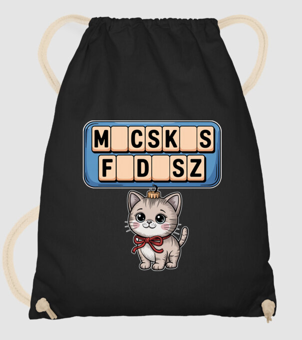 Macskás Fadísz minta fekete pólón