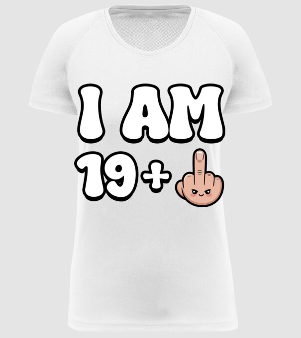 I am 19+1 minta fehér pólón