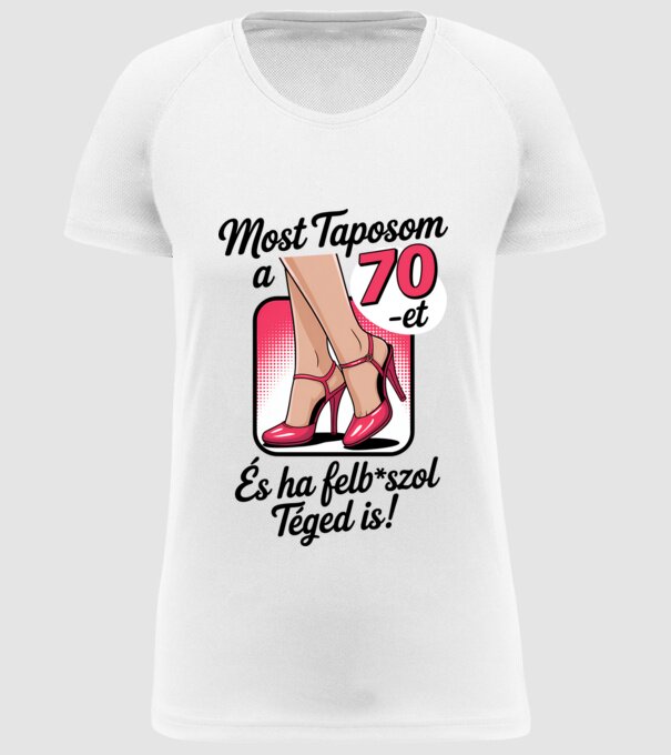 Most taposom a 70-et minta fehér pólón