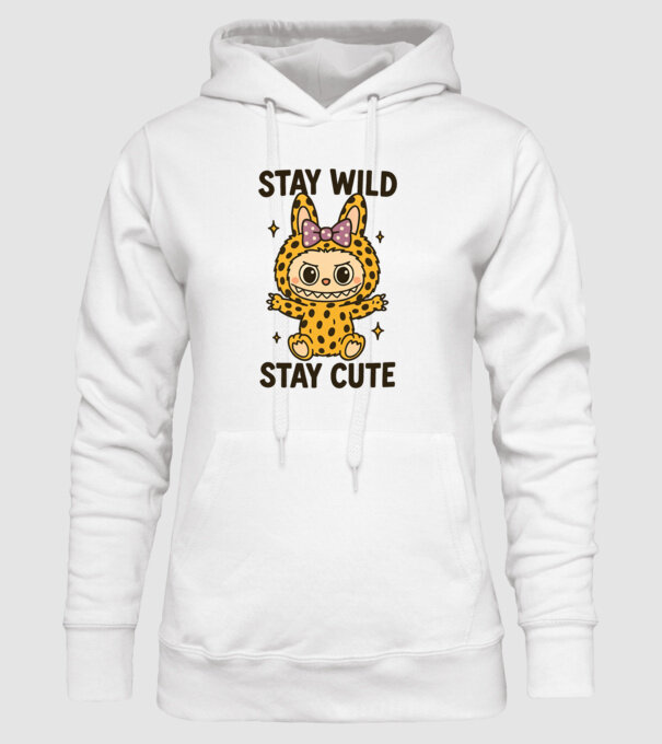 Stay wild, stay cute minta fehér pólón