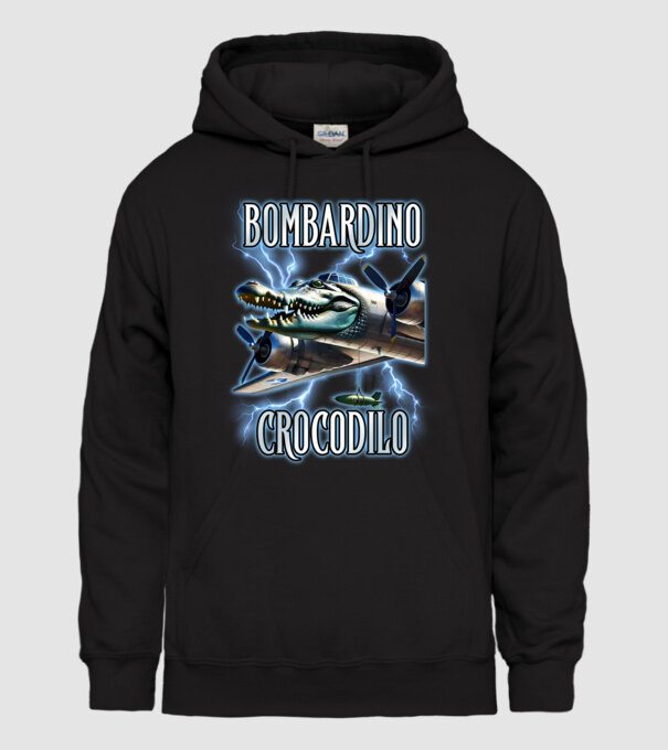 Bombardino Crocodilo minta fekete pólón