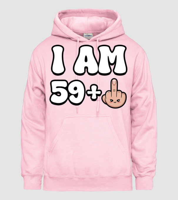 I am 59+1 minta világos rózsaszín pólón