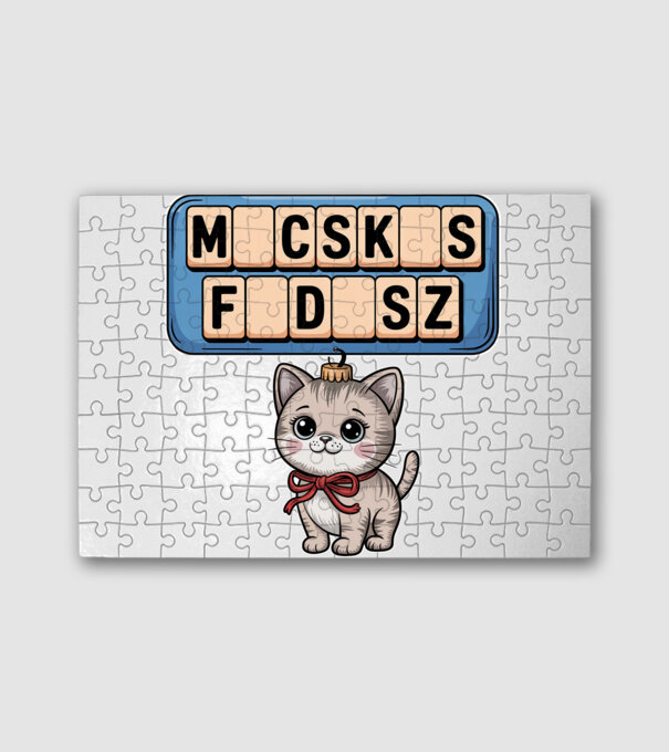 Macskás Fadísz minta fehér pólón