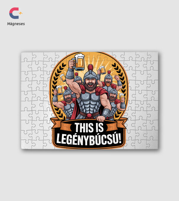 This is Legénybúcsú minta fehér pólón
