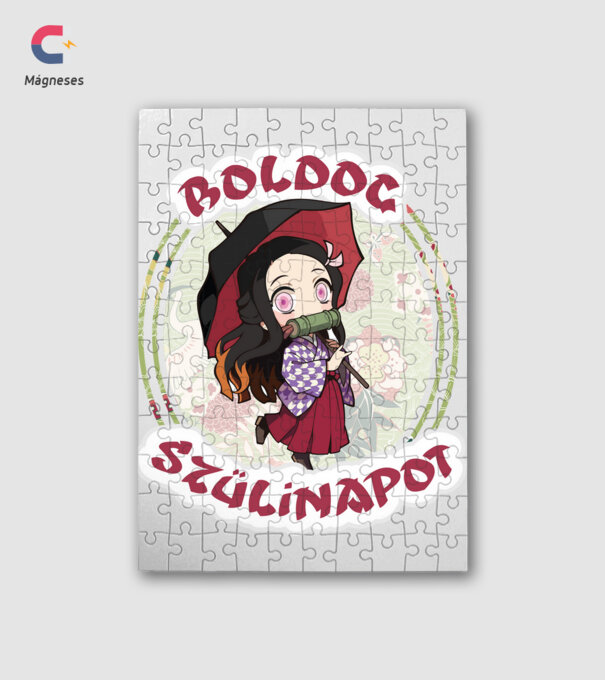 Demon Slayer Boldog Szülinapot Nezuko minta fehér pólón