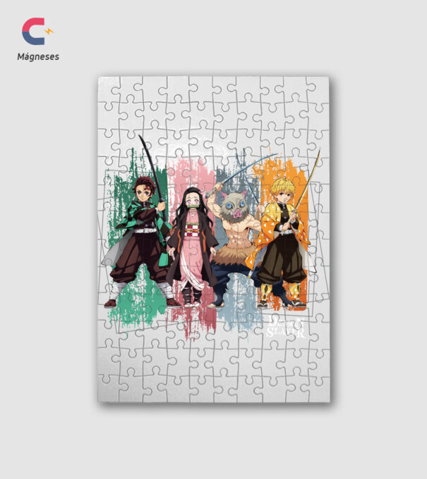 Demon Slayer csoportkép minta fehér pólón