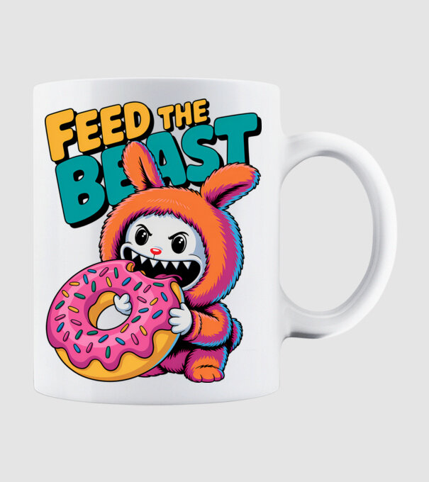 Feed the beast Labubu minta fehér pólón