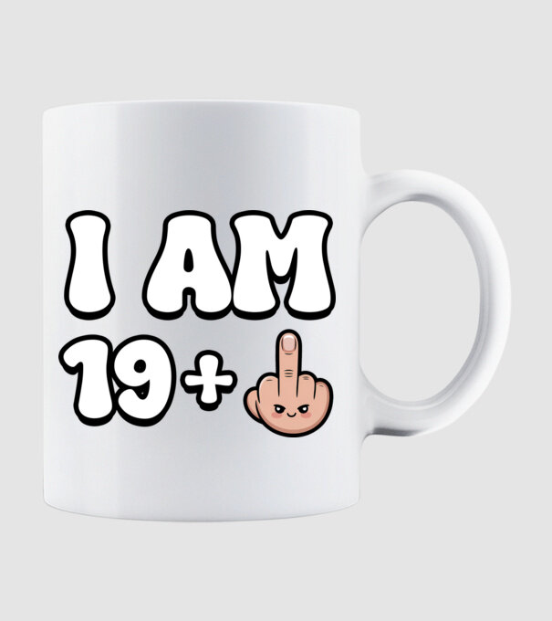 I am 19+1 minta fehér pólón
