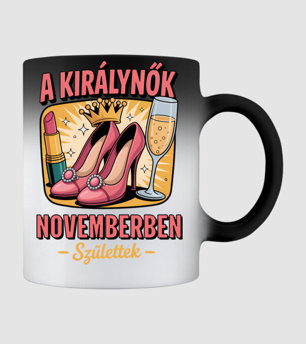 A királynők novemberben születtek minta fekete pólón
