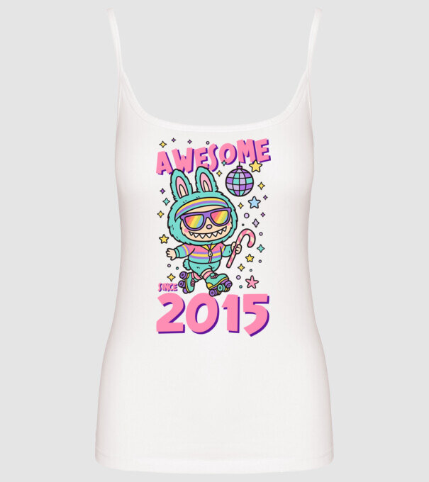 Awesome since 2015 Labubu - 10 éves születésnapra minta fehér pólón