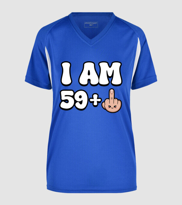 I am 59+1 minta királykék pólón