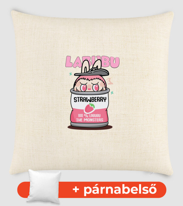 Labubu Strawberry minta homokszín pólón