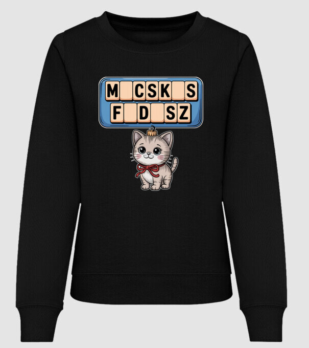 Macskás Fadísz minta fekete pólón