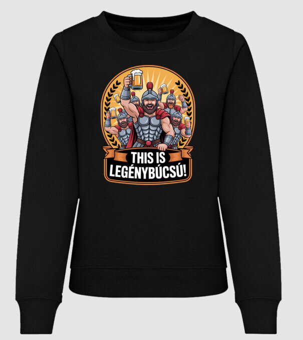 This is Legénybúcsú minta fekete pólón
