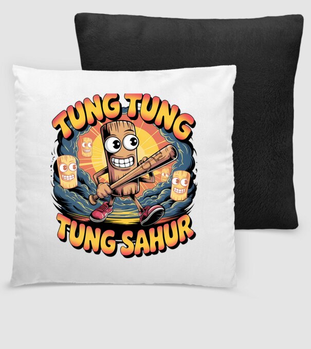 Tung Tung Tung Sahur Retro minta fekete pólón