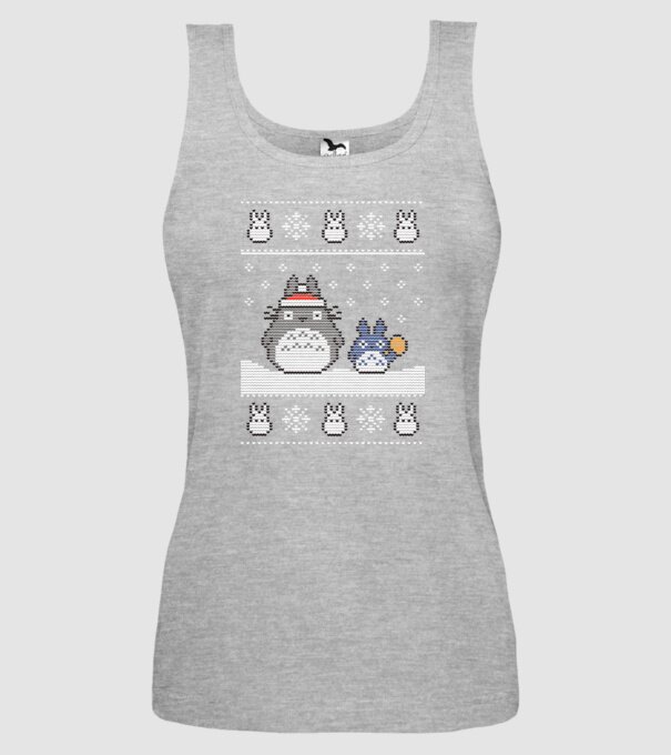 Karácsonyi Totoro minta szürke pólón