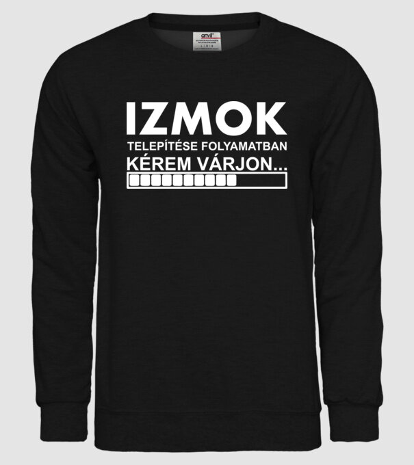 Izmok telepítése folyamatban... minta fekete pólón