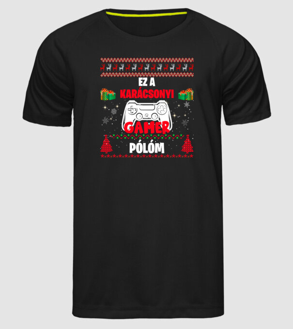 Ez a karácsonyi gamer pólóm minta fekete pólón