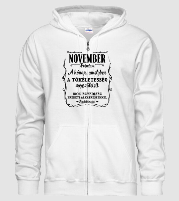 November prémium hónap születésnap minta fehér pólón