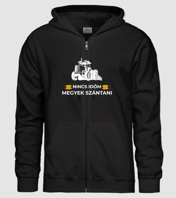 Nincs időm megyek szántani minta fekete pólón