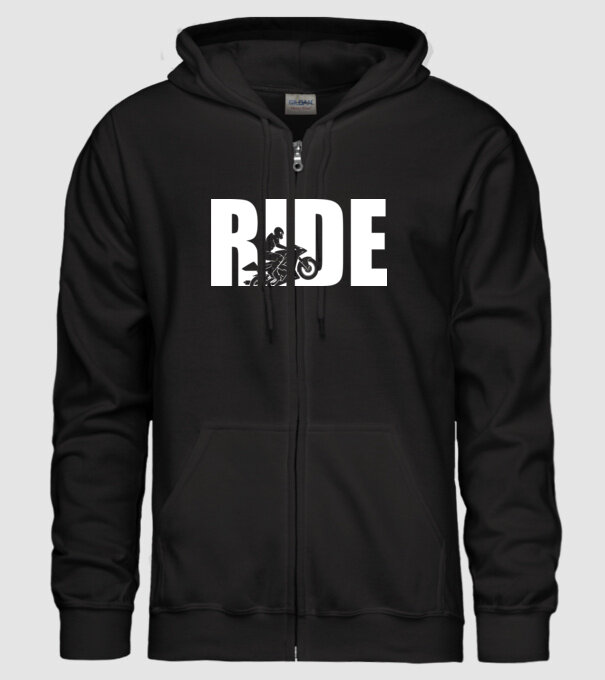 Ride motoros minta fekete pólón