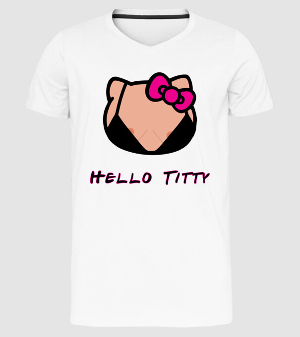 Hello Titty minta fehér pólón
