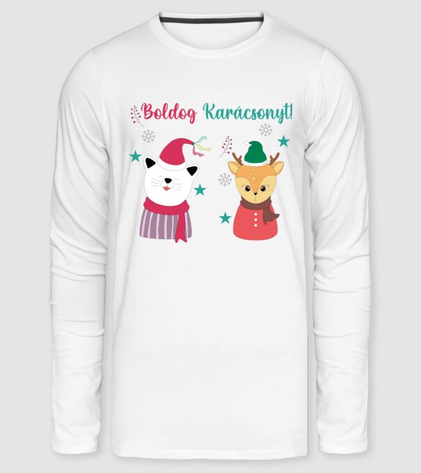 Boldog Karácsonyt! minta fehér pólón