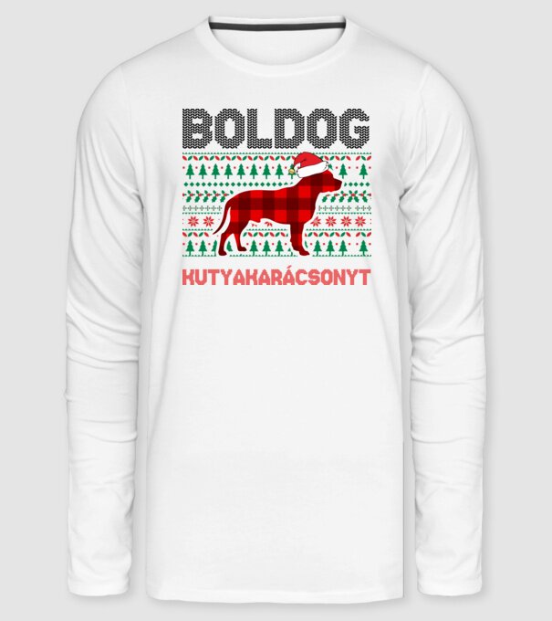 Boldog kutyakarácsonyt minta fehér pólón