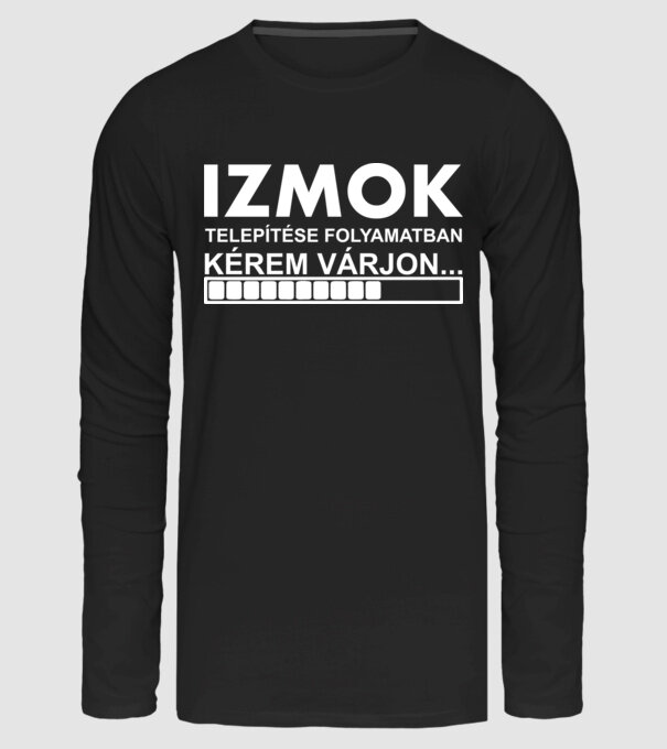 Izmok telepítése folyamatban... minta fekete pólón