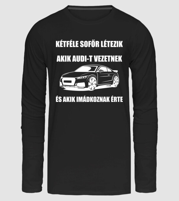 Kétféle sofőr Audi minta fekete pólón
